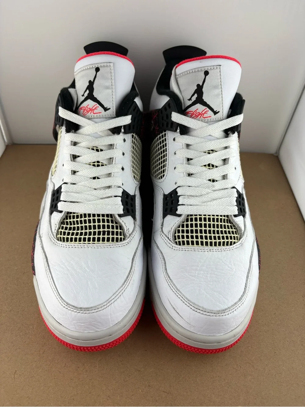 Nike Air Jordan 4 Retro Pale Citron 2019 White Black Red 308497-116 Size 12 (A5)